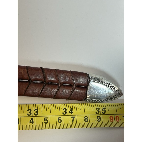 Brighton Braided‎ Leather Belt Silver Conchos Women's Medium Brown - Picture 7 of 7